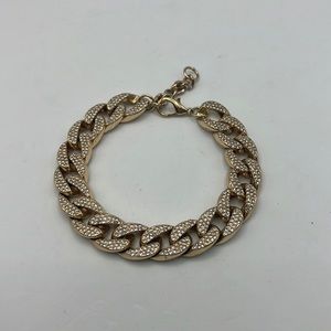Men Cuban chain bracelet gold with rhinestones